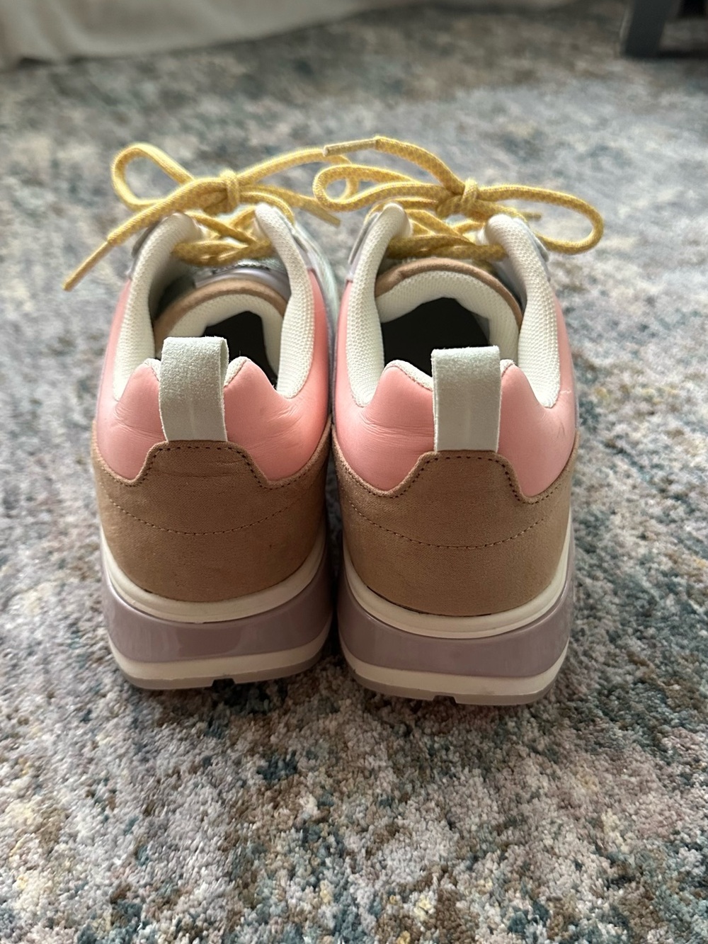 Shoe Dazzle Women's Pastel Mesh & Suede Sneakers in Pink and Yellow Accents - Picture 5 of 8